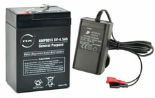 Toy Car Battery & Charger Combo 6V 4.5AH 6V4.0 & 6 Volt Mains Charger