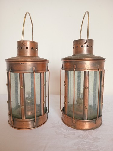 Pair vintage oil lamps - pair,
