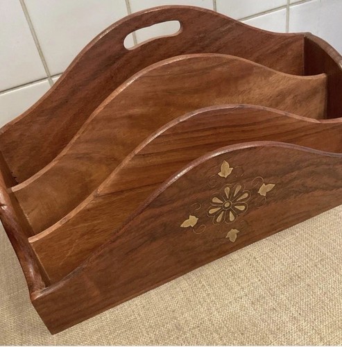 Vintage heavy wood letter rack - vintage,