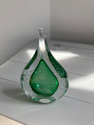 Teardrop bubble green glass - teardrop,