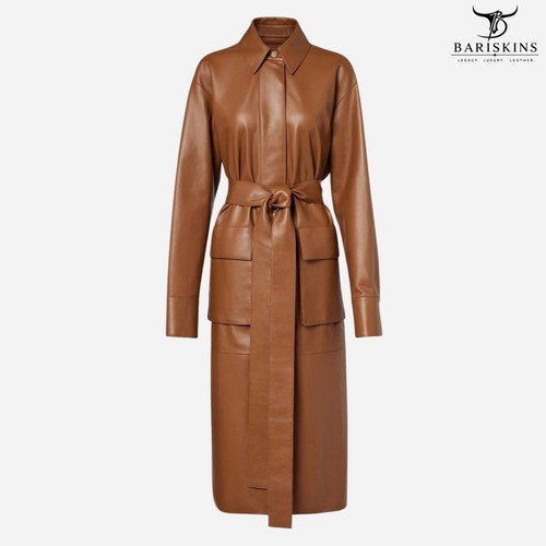 Women lambskin leather coat - leather,