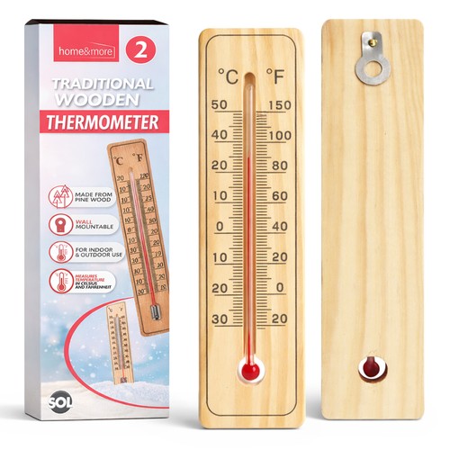 Wooden wall thermometer - wooden,