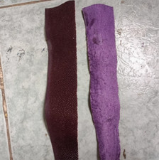 2Pcs Purple Real Stingray Shagreen Skin Leather Natural Rawhide Off-Cuts Strip