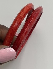 Bakelite Bangle Bracelet Set Orange Red