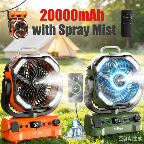 Portable camping fan - fan, 20000mah