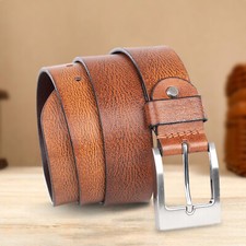 Mens Leather Belts Genuine Pure Leather Black Brown Trouser Jeans Belt Buckle