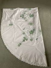 Vintage Large White Oval Cotton Tablecloth  98" X 65" Floral Embroidery VGC