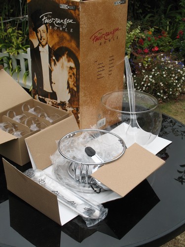 German glass punch bowl - german, set