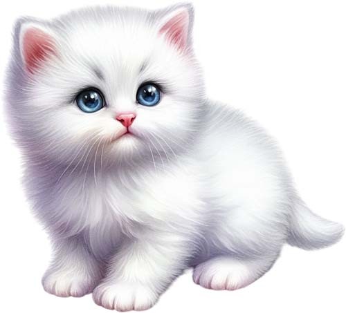 Colourful white kitten cat - white,