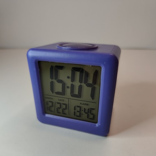 Purple cube alarm clock - clock, with