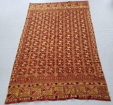 Vintage Phulkari Embroidered with Floss-Silk on Handwoven Cotton Textile 241x136