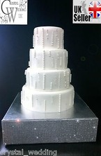 Diamante cake stand stage Square 4" deep+ FREE GIFT 3 meters cake ribbon trim 