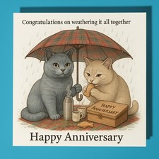 British Shorthair cats - Happy Anniversary Card - Personalised Dog Card Envelope