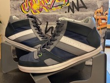 MENS HUGO BOSS NAVY GREY HI TOP SHOES UK 8LACE UP TRAINERS EU42 🔥