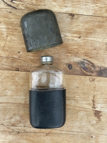Antique hip flask - hip, pewter