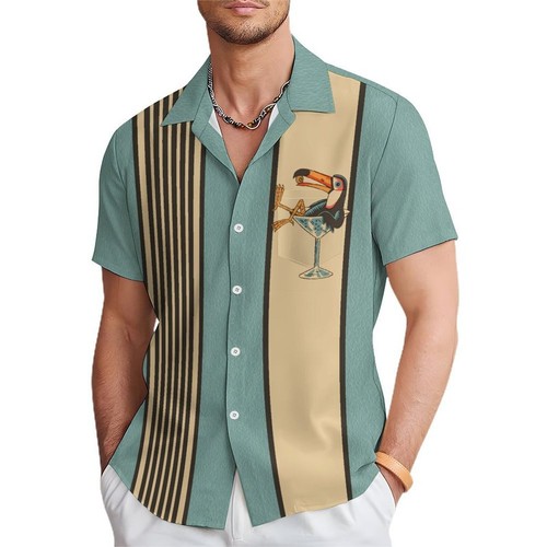 Hawaiian button down bowling - button,