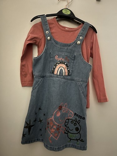 Girls peppa pig denim - pig, pinafore