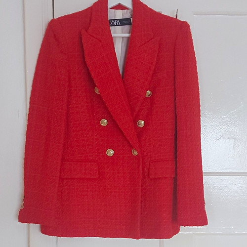 Zara red tweed check - red,