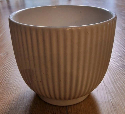 Creamy ceramic plant pot - ceramic,