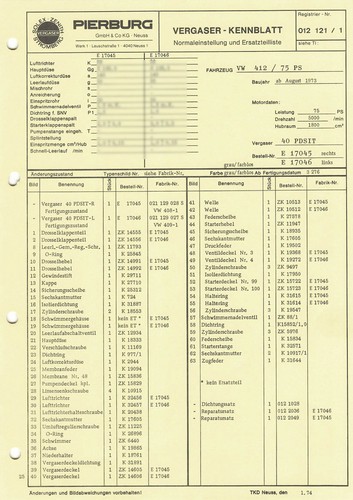 Data sheet setting - , solex