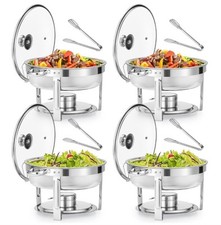 Wilprep 6qt 5.5L Chafing Dish Buffet Set of 4 Stainless Steel Food Warmers Party