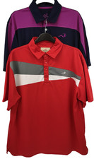 Woodworm Golf  Mens Polo Shirts x 2 Red-Blue Size UK 2XL/52" EBSK4742/43