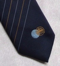 Tie Necktie Mens Vintage Crested Club Association Society NAVY STRIPED