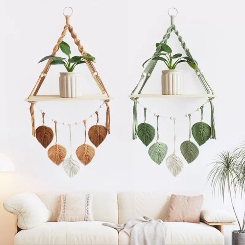 Macrame wall hanging shelf - wall,