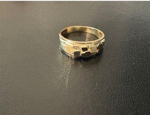 Mens 14k gold nugget ring - nugget,