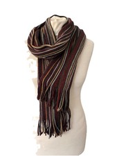 Tu Brown Striped Scarf Tasseled Acrylic Mens 