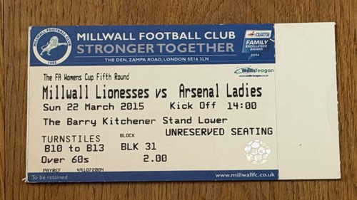 Ticket 2014 millwall - ticket,
