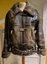 Vintage Ochnik shirling distressed brown leather flying jacket with tie belt  