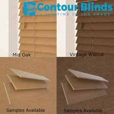 Oak Finish Real Wood Venetian Blind 50mm Slats Child Safe Tailor Made To Measure