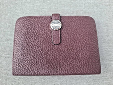 Hermès Dogon Compact Wallet - Burgundy Grained Leather with Palladium Snap