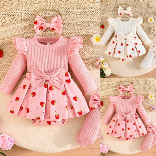 3pcs baby girl strawberry - girl,