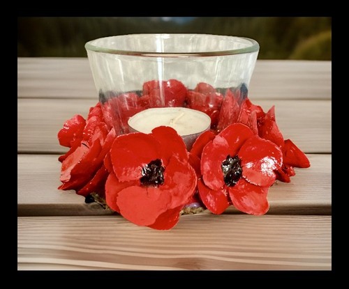 Poppy tea light candle - tea, holder