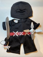 Build A Bear Black Ninja Suit Costume Mask Outfit Sword Throwing Star Clothes