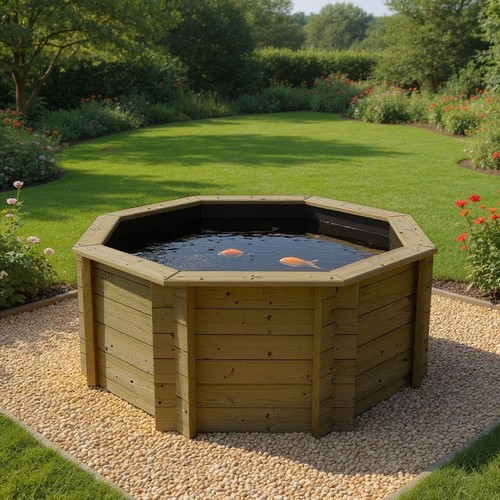 348 gallon raised wooden - wooden, koi