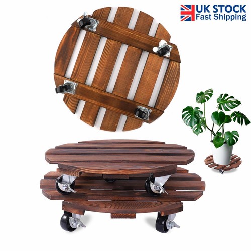 2pcs wooden plant caddy - 2pcs, 13"