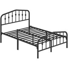 Metal Bed Frame with Arched Headboard and Footboard/Heavy Duty Slat Support
