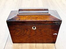 ANTIQUE EARLY WOOD WOODEN OLD TEA CADDY BOX