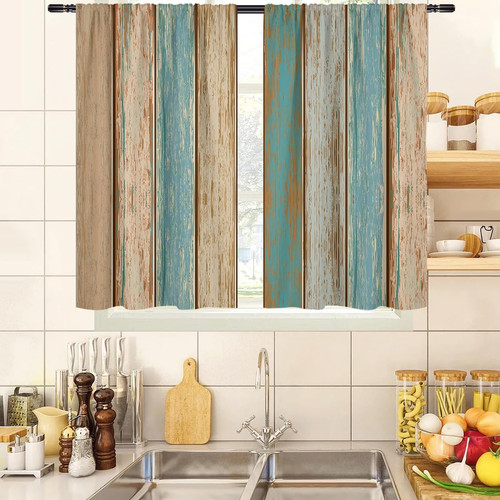 Western kitchen curtains teal - curtains,