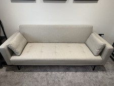 Dusk Hudson Click Clack Sofa Bed Stone Grey, 3-Seater, Linen Look.
