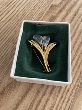 Swarovski Crystal Memories Calla Lily Brooch Pin Gold Tone