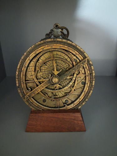 Brass astrolabe vintage - brass, 4"