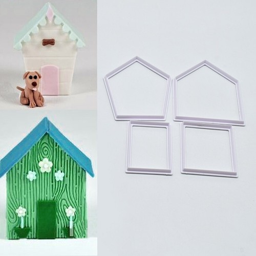 Pcs house fondant - 4, cutter