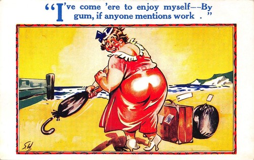 Postcard comic fat - postcard, lady