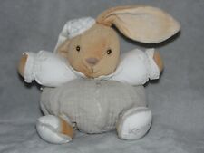 Kaloo bunny soft toy white round rabbit brown comforter beige