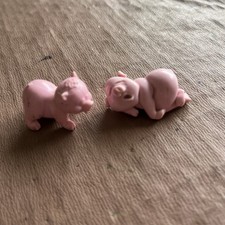 Vintage Pink Pig/Piglet  Miniature Hard Plastic Figures Nostalgia x 2 3cm long