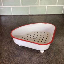 Vintage White & Red Enamel